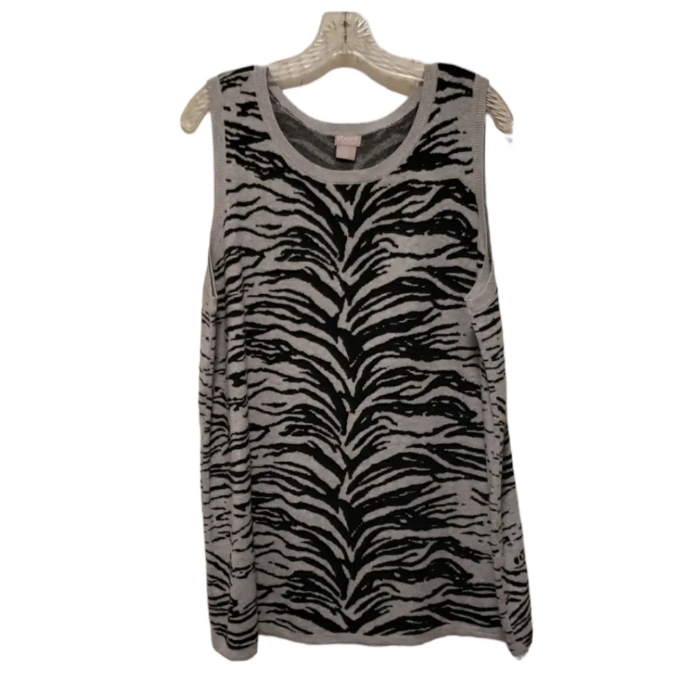 Chicos Zenergy Zebra Animal Print Black and Gray Sleeveless Knit 2x - Picture 1 of 5